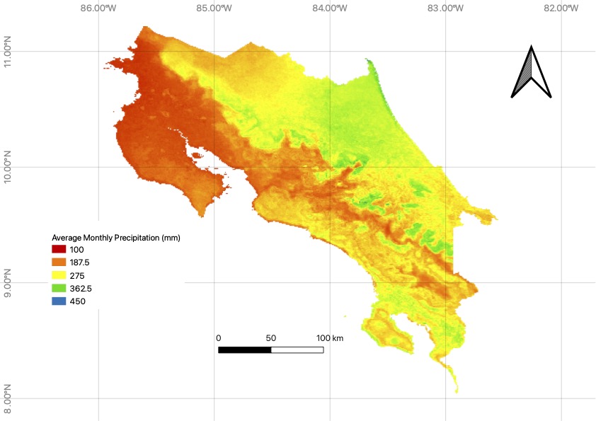 Yearly Average Precipitation for Costa Rica